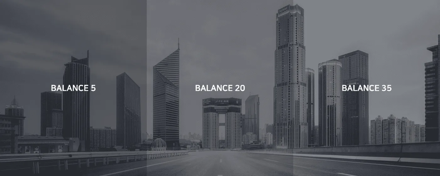 Balance shown at each shade