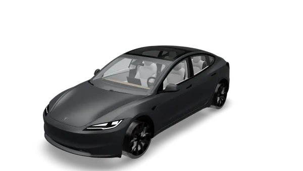 Tesla Model 3 in a gloss black vinyl wrap